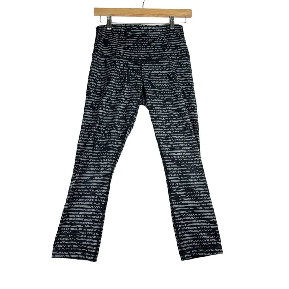 Lululemon Wunder Under Full-On Luon Roll Down Pants size 6 Black/Grey